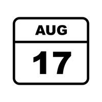 17. August Datum für einen Tagkalender vektor