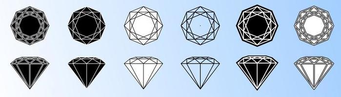 olika siluett diamant i svart och vit stil vektor