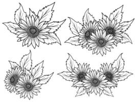 Blumen-Linien-Kunst-Arrangement vektor
