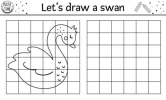 vervollständigen Sie das Schwanenbild. Vektor-Sankt-Valentinstag-Zeichnungspraxis-Arbeitsblatt. Februar druckbare Schwarz-Weiß-Aktivität für Kinder im Vorschulalter. Kopieren Sie das Bilderspiel für Kinder mit süßem Vogel. vektor