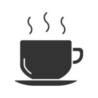 Tasse mit Heißgetränk-Glyph-Symbol. Kaffee, Tee, Kakao. Silhouette-Symbol. negativer Raum. isolierte Vektorgrafik vektor