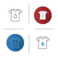 Drucken auf T-Shirt-Symbol. flaches Design, lineare und farbige Stile. T-Shirt mit Flüssigkeitstropfen. isolierte vektorillustrationen vektor