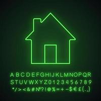 Homepage Neonlicht-Symbol. Haus, Hausbau. leuchtendes Schild mit Alphabet, Zahlen und Symbolen. isolierte Vektorgrafik vektor