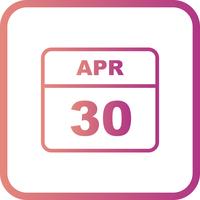 30 april Datum på en enkel dagskalender vektor