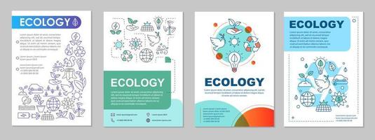 Ökologie-Broschüre-Layout. Umweltschutz. Flyer, Broschüre, Broschürendruckdesign mit linearen Illustrationen. Planeten retten. Vektorseitenlayouts für Zeitschriften, Geschäftsberichte, Werbeplakate vektor