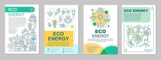 eco energi broschyr layout. grön teknik. flygblad, häfte, broschyrtryckdesign med linjära illustrationer. alternativ energi. vektor sidlayouter för tidning, årsredovisning, reklamaffischer