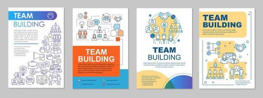 Layout der Teambuilding-Broschüre. Zusammenarbeit. Flyer, Broschüre, Broschürendruckdesign mit linearen Illustrationen. Team Management. Vektorlayouts für Zeitschriften, Geschäftsberichte, Werbeplakate vektor