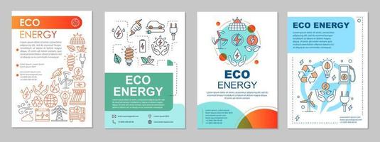 Layout der Öko-Energiebroschüre. Grüne Technologie. Flyer, Broschüre, Broschürendruckdesign mit linearen Illustrationen. alternative Energie. Vektorseitenlayouts für Zeitschriften, Jahresbericht, Werbeplakate vektor