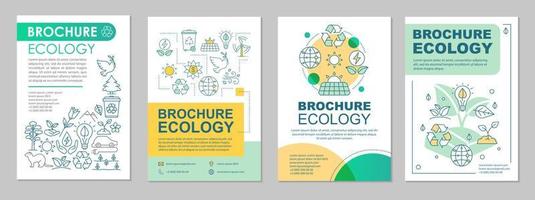 Ökologie-Broschüre-Vorlage-Layout. Umweltschutz. Flyer, Broschüre, Broschürendesign mit linearen Illustrationen. Planeten retten. Vektorseitenlayouts für Zeitschriften, Geschäftsberichte, Werbeplakate vektor