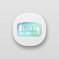 Symbol für digitale Wecker-App. ui ux-Benutzeroberfläche. elektronische Uhr. digitale Weckeruhr. Web- oder mobile Anwendung. isolierte Vektorgrafik