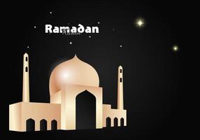 Abbildung der Moschee und des Mondes. nachts leuchten. Willkommen im Ramadan. vektor