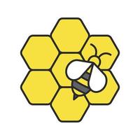 Imkerei Farbsymbol. Honigbiene auf Wabe. Bienenhaus. isolierte Vektorillustration vektor