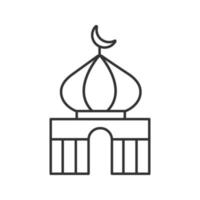 Lineares Symbol der Moschee. dünne Linie Abbildung. Islamische Kultur. muslimischer Anbetungsplatz. Kontursymbol. Vektor isolierte Umrisszeichnung