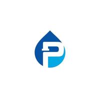 bokstaven p, rör och vattendroppe logotyp eller ikon design vektor