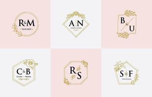 uppsättning elegant monogram bröllop vektor