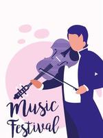 Musiker Mann mit Geige des Musikfestival-Vektordesigns vektor