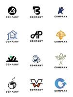 en uppsättning premiumlogotyper innehåller 12 logotyper som du kan redigera och använda inom olika affärsområden vektor