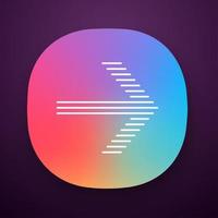 App-Symbol mit gestreiftem Pfeil. Vorwärtsblinker, rechts abbiegen. Zeigersymbol. als nächstes vorwärts. Pfeilspitze, die nach rechts zeigt. ui ux-Benutzeroberfläche. Web- oder mobile Anwendung. isolierte Vektorgrafik vektor