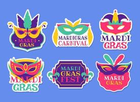 färgglad mardi gras karneval klistermärke vektor
