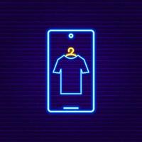 Neon-Telefon mit T-Shirt-Zeichen vektor