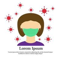 en kvinna som använder medicinsk mask vektorillustrationdesign. coronavirus. mers. bakterie. friska. vektor