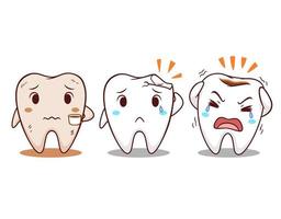 tecknad illustration av tand med tandproblem. vektor
