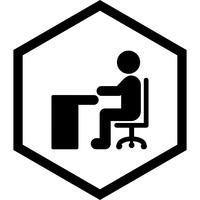 Sitter på Desk Icon Design vektor