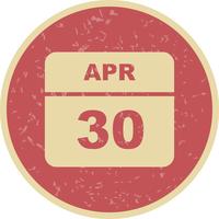 30 april Datum på en enkel dagskalender vektor