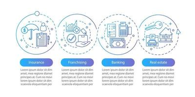 försäkring vektor infographic mall. investering. finanser. bank, franchising, fastigheter. datavisualisering med fyra steg och alternativ. process tidslinjediagram. arbetsflödeslayout med ikoner