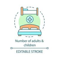 antal gäster konceptikon. reseplanering. Rumstyp. boende för resenärer. hotellbokning idé tunn linje illustration. vektor isolerade konturritning. redigerbar linje