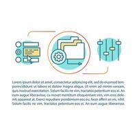 Workflow und Geschäftskonzept lineare Darstellung. Projektentwicklung. Artikel, Broschüre, Zeitschriftenseite. dünne Liniensymbole mit Text. Softwarefunktionsverwaltung. Vektor isolierte Umrisszeichnung