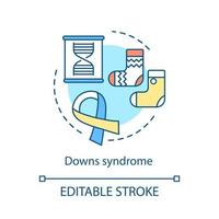 down syndrom koncept ikon. intellektuella funktionshinder idé tunn linje illustration. trisomi 21 genetisk störning vektor isolerade konturritning. barns kromosomavvikelse medicinsk vård. redigerbar linje