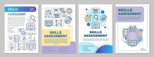 Layout der Broschürenvorlage zur Kompetenzbewertung. Flyer, Broschüre, Broschürendruckdesign mit linearen Illustrationen. Mitarbeiterfähigkeiten Vektorseitenlayouts für Zeitschriften, Geschäftsberichte, Werbeplakate vektor