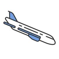 plan flyger ner färgikonen. flygplan avstängda. jet sänker höjden. luftterminal. flygtjänst. flygplansresor. jetliner. flygplansresa. isolerade vektor illustration