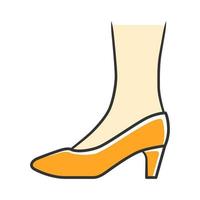 Pumpen gelbes Farbsymbol. Frau stilvolles formelles Schuhdesign. weibliche lässige gestapelte Kätzchenabsätze, luxuriöse moderne Pumps. modisches Accessoire für Damenbekleidung. isolierte Vektorillustration vektor