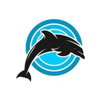 delfin och cirkel logotyp design vektor