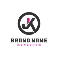 monogram logo design bokstaven jk vektor