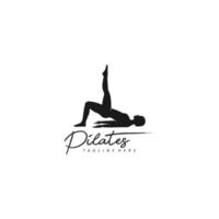 logotyp för pilates med elementet en person. gymnastik eller fitness designmall. vektor illustration