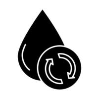 vattenfiltrering, rening glyfikon. bevarande av planetens vattenresurser. vattenreningsteknik. lägenhetsbekvämligheter. siluett symbol. negativt utrymme. vektor isolerade illustration