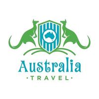 känguru djur sköld logotyp design vektor