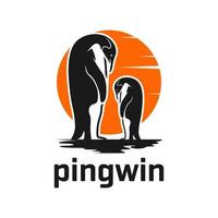 Pinguin- und Sonnenlogo-Design vektor