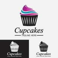 Cupcake-Logo-Design-Vektor-Vorlage. Cupcakes-Bäckerei-Symbol. vektor