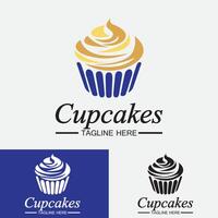 Cupcake-Logo-Design-Vektor-Vorlage. Cupcakes-Bäckerei-Symbol. vektor