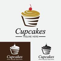 Cupcake-Logo-Design-Vektor-Vorlage. Cupcakes-Bäckerei-Symbol. vektor