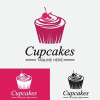 cupcake logotyp design vektor mall. cupcakes bageri ikon.