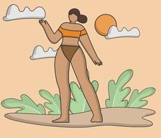 Frauen mit flachem Design, die im Sommer reisen vektor