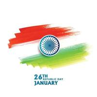 Happy Republic Day Karte Tricolor Pinselstrich Design vektor