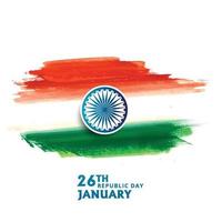 Happy Republic Day Karte Tricolor Pinselstrich Design vektor