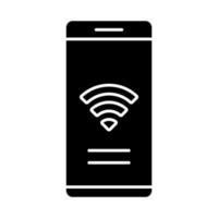 Symbol für Internet-Glyphe. WLAN-Zone. Web-Verbindung. Smartphone-Router-Anwendung. Online gehen. gratis Wifi. Silhouette-Symbol. negativer Raum. isolierte Vektorgrafik vektor