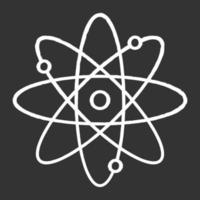 Molekül-Atom-Kreide-Symbol. Kernenergiequelle. Atomkern mit Elektronenbahnen. Wissenschaftssymbol. Quantenphysik. Modell des Teilchens. organische Chemie. isolierte vektortafelillustration vektor